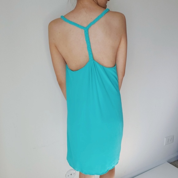 Turquoise Sheer Mini Dress Small - Picture 4 of 7
